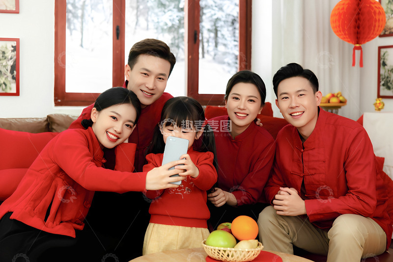 高清大图下载【趣麦麦图】全家福五口之家