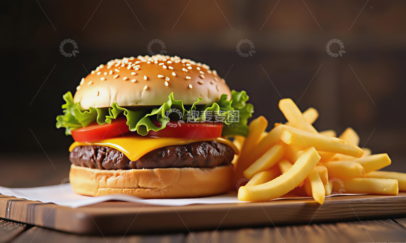 高清大图下载【趣麦麦图】创意美食汉堡薯条西餐摄影图