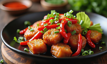 美食摄影辣椒炸豆腐