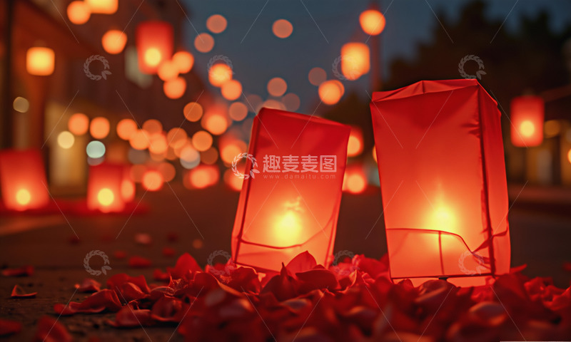 春节街上花灯近景摄影图