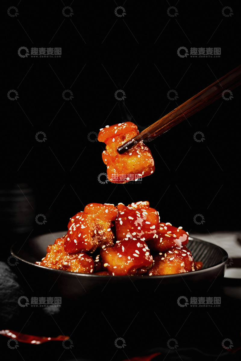 高清大图下载【趣麦麦图】-美味糖醋排骨盘中尽显魅力