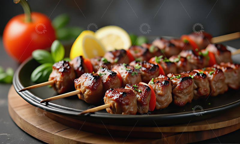 创意美食烧烤肉串摄影图
