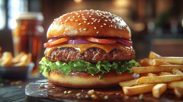 创意美食汉堡薯条西餐摄影图2