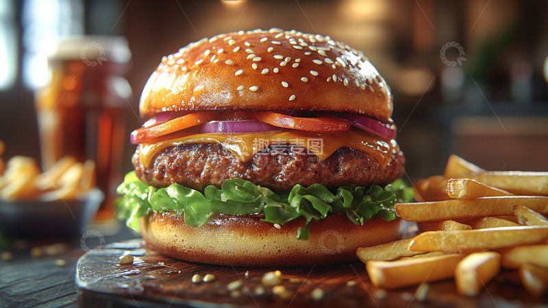 高清大图下载【趣麦麦图】创意美食汉堡薯条西餐摄影图2