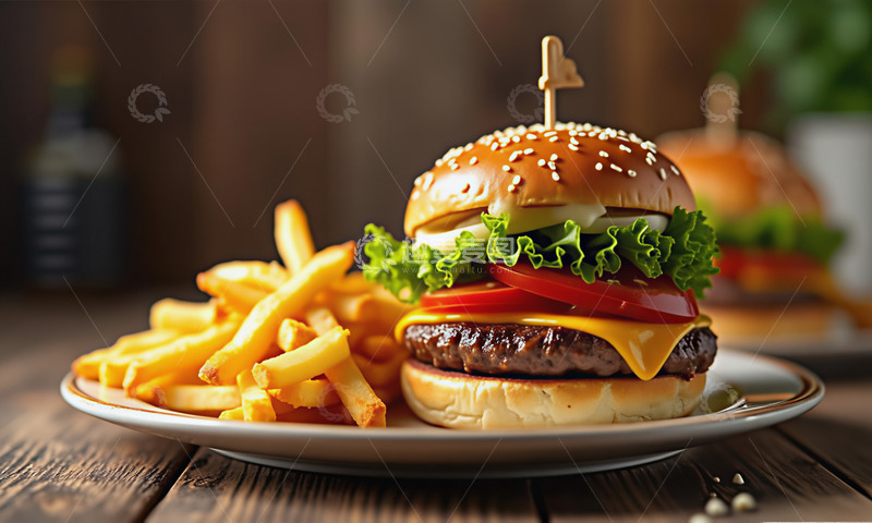 高清大图下载【趣麦麦图】创意美食汉堡薯条西餐摄影