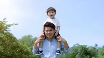 蓝衣爸爸扛娃乐悠1