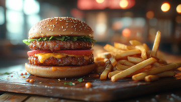 西餐美食汉堡包摄影图