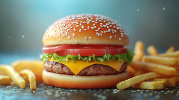 创意美食汉堡薯条西餐摄影图1