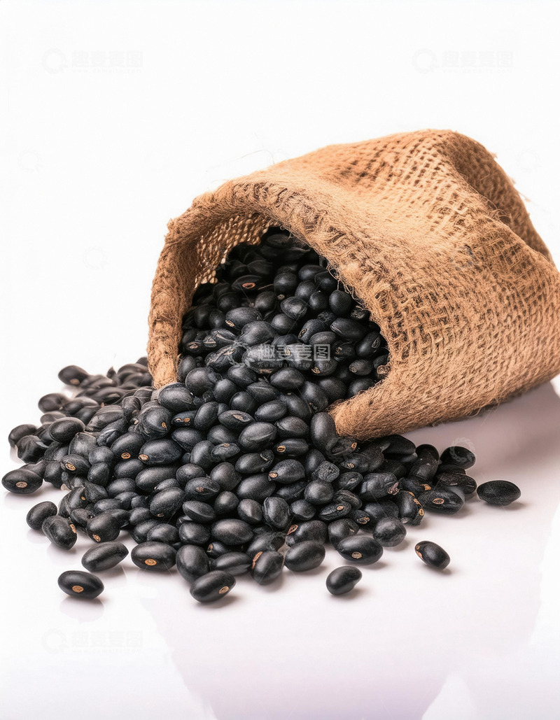 高清大图下载【趣麦麦图】黑豆从麻袋里面倒出来2