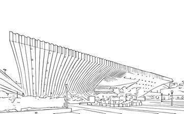 中国地标建筑深圳北站线稿图