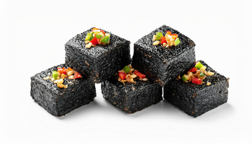 臭豆腐瓷盘盛放白色背景