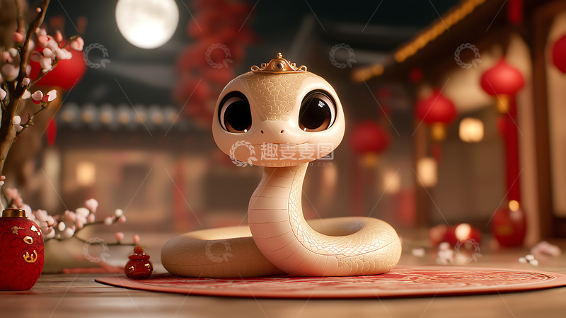 高清大图下载【趣麦麦图】春节可爱生肖蛇年形象