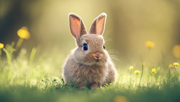 可爱的在草地上的兔子摄影图