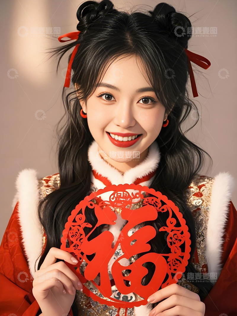 春节人物窗花摄影图3