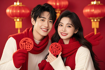 春节人物窗花摄影图5