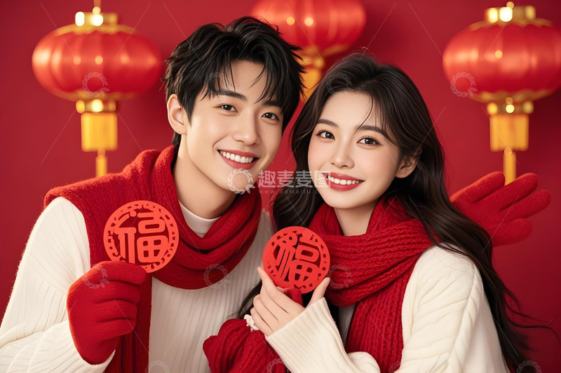 高清大图下载【趣麦麦图】春节人物窗花摄影图5