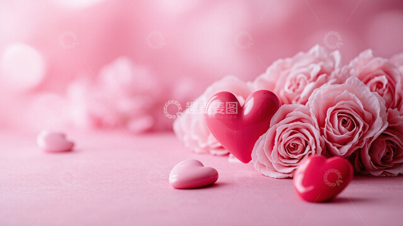 高清大图下载【趣麦麦图】-情人节粉色花朵爱心摄影1