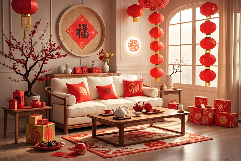 春节家居室内场景摄影图1