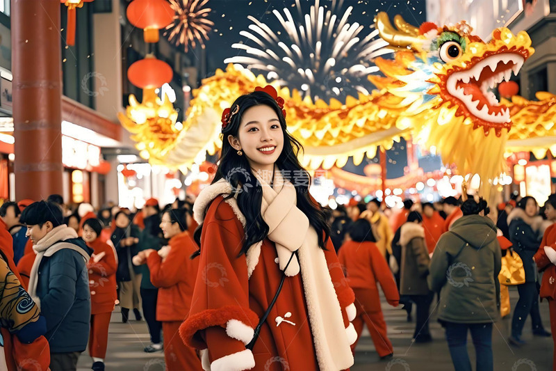 春节年俗庙会庆祝场景摄影图1