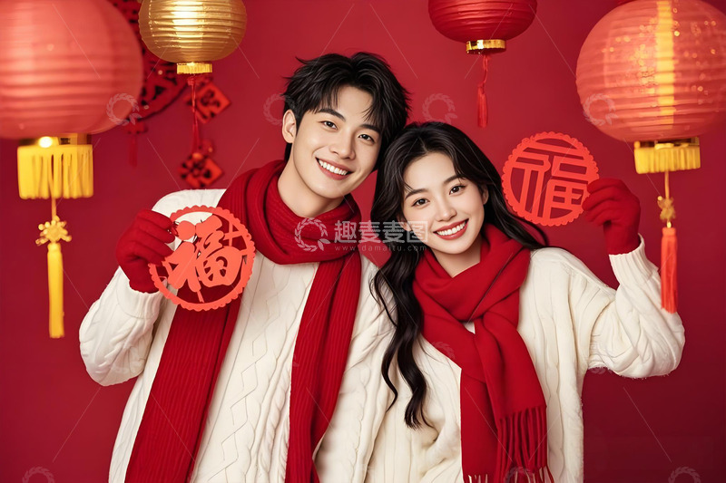 高清大图下载【趣麦麦图】春节情侣人物摄影图