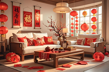 春节家居室内场景摄影图