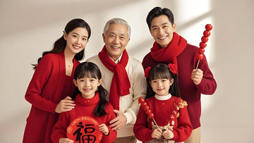 春节一家人人物摄影图