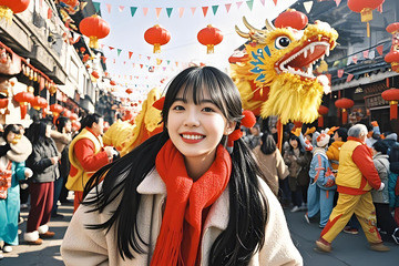 春节年俗庙会庆祝场景摄影图