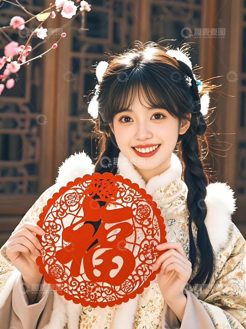 春节人物窗花摄影图6