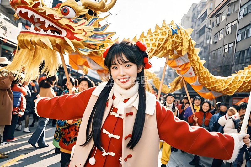 春节年俗庙会庆祝场景摄影图2