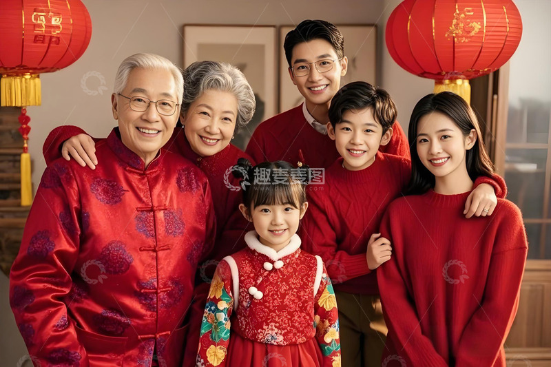 春节一家人人物摄影图1
