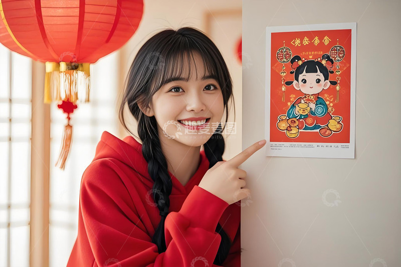 春节年俗年画家居场景摄影图1