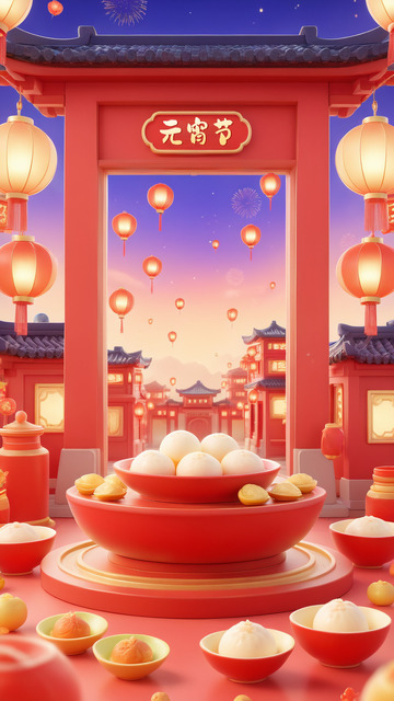 元宵节海报3d背景01