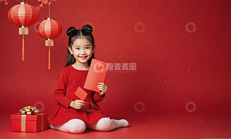 高清大图下载【趣麦麦图】春节拜年人物儿童红色喜庆摄影1