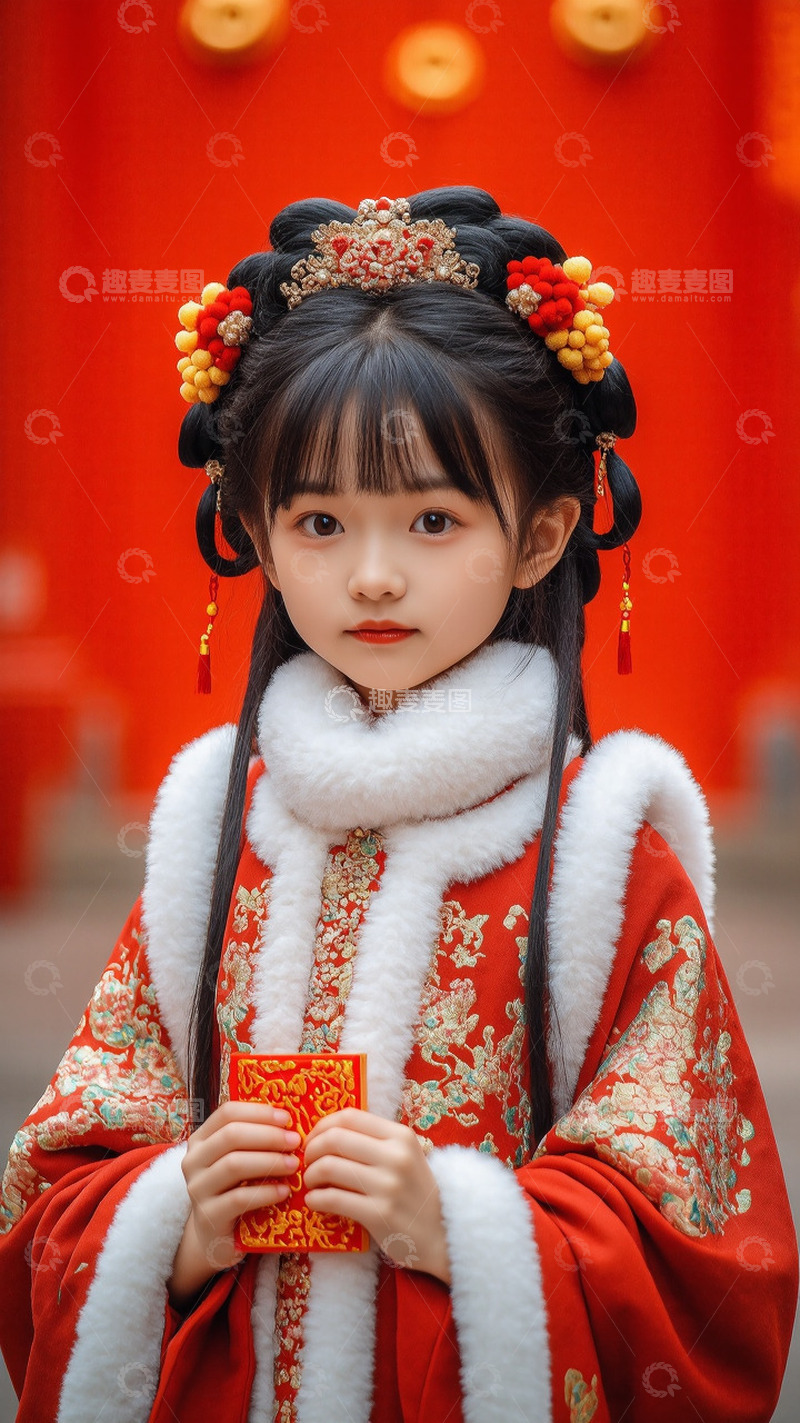 高清大图下载【趣麦麦图】新年春节拜年女孩摄影图