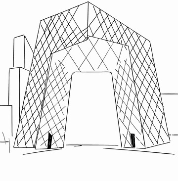 中国地标建筑北京中央电视台线稿图