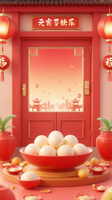 元宵节海报3d背景02