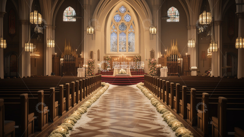 高清大图下载【趣麦麦图】婚礼教堂场景摄影图