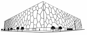中国地标建筑北京水立方线稿图