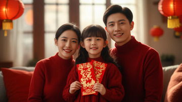 春节人物红色拜年摄影图3