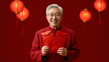 春节人物红色拜年摄影图1