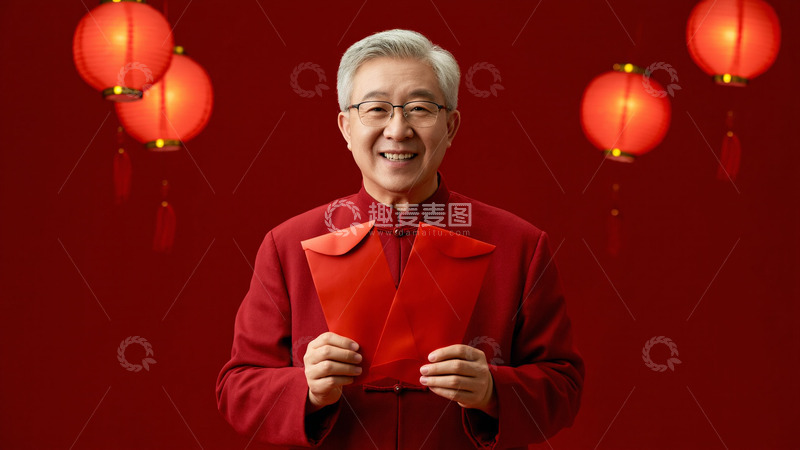 高清大图下载【趣麦麦图】春节人物红色拜年摄影图1
