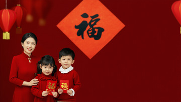 春节人物红色拜年摄影图6