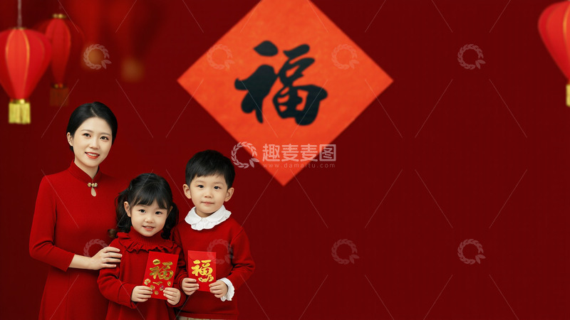 高清大图下载【趣麦麦图】春节人物红色拜年摄影图6