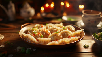 美食中餐春节美味饺子摄影图