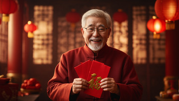 春节人物红色拜年摄影图4