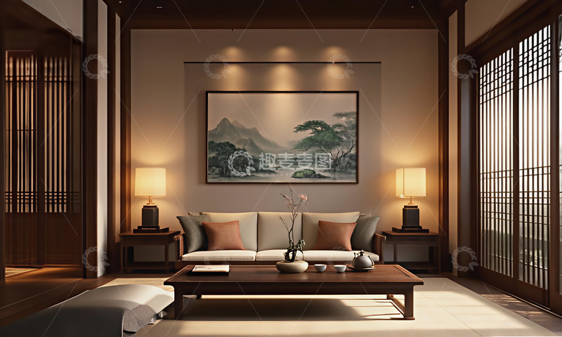 高清大图下载【趣麦麦图】中式家居装修客厅室内设计