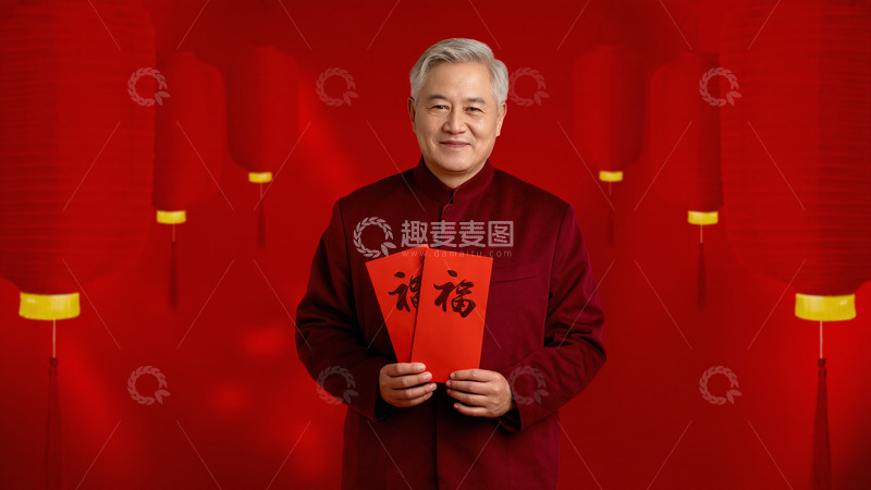 高清大图下载【趣麦麦图】春节人物红色拜年摄影图