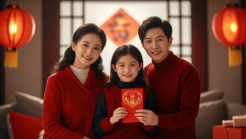 春节人物红色拜年摄影图2