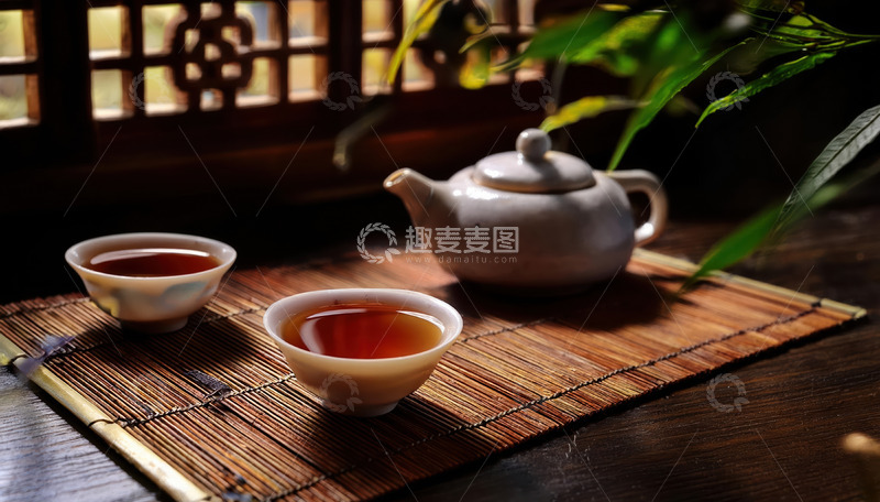高清大图下载【趣麦麦图】窗棂旁茶具营造宁静品茶氛围