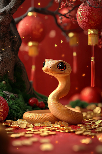 春节蛇年形象摄影图2